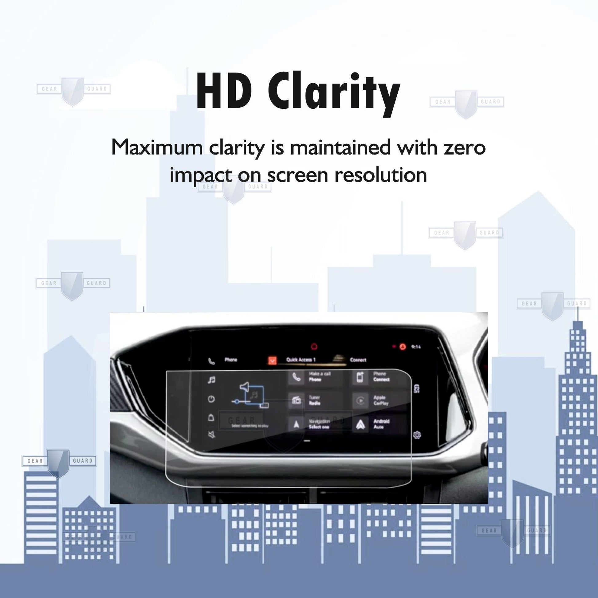 Fingerprint-resistant screen protector on a car infotainment system, keeping the screen clean