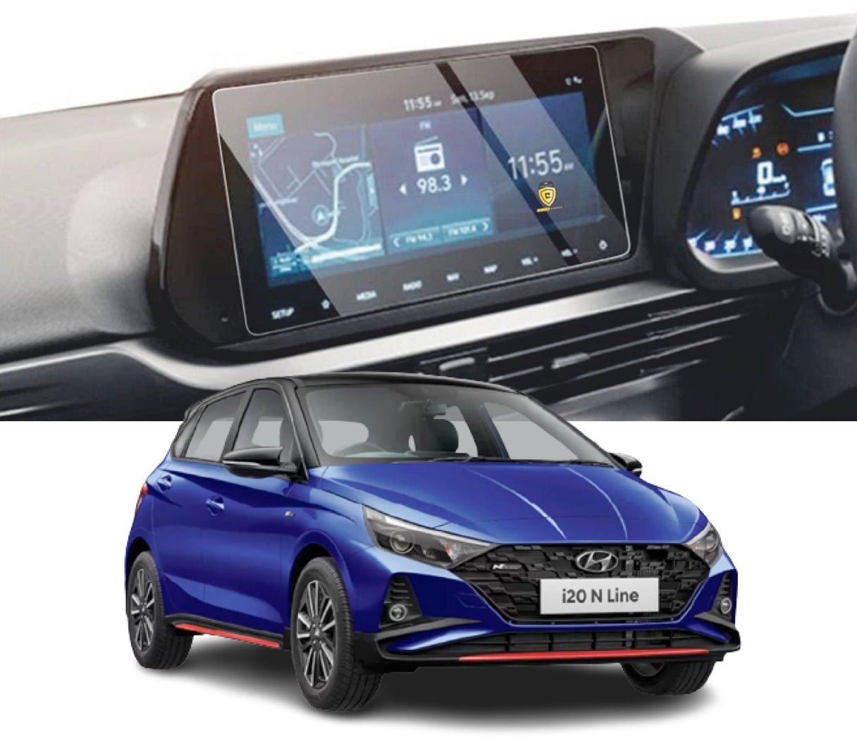 Hyundai i20 N Line Car Accessories Touch Screen Guard -I20LINE_GLOSSY